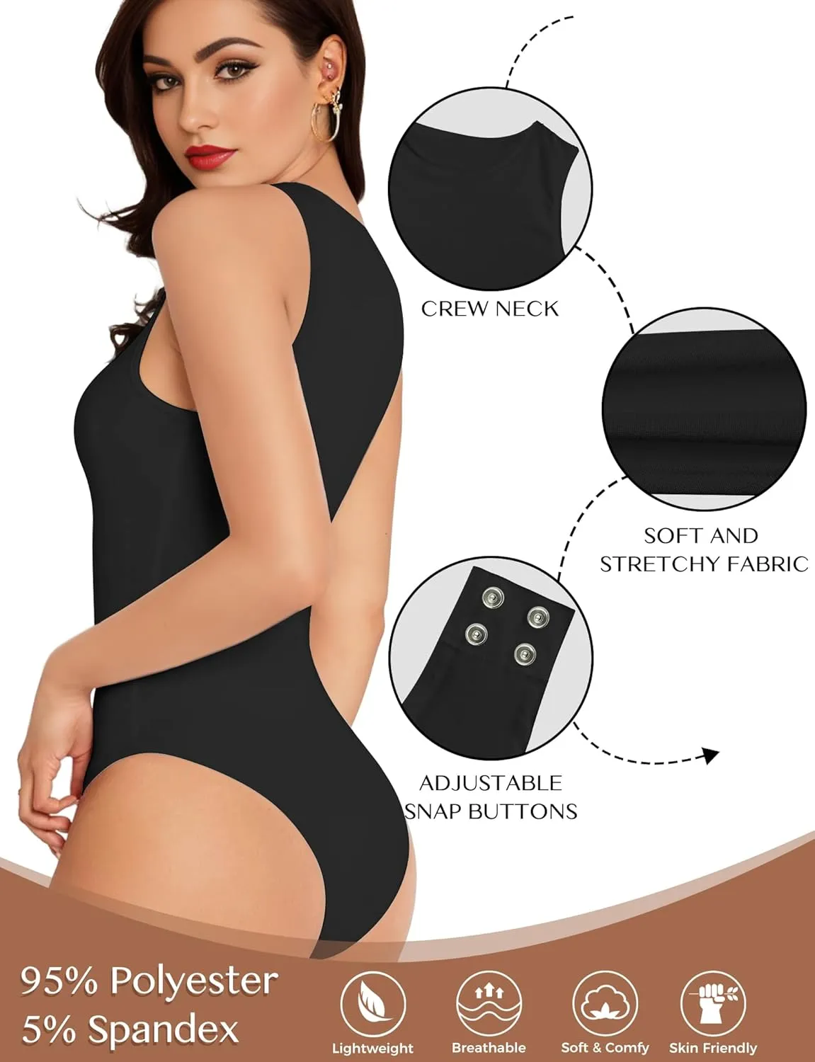 Women's Crew Neck Sleeveless Bodysuits Racerback Halter Tank Top Body Suits for Womens Sexy Going Out Leotards