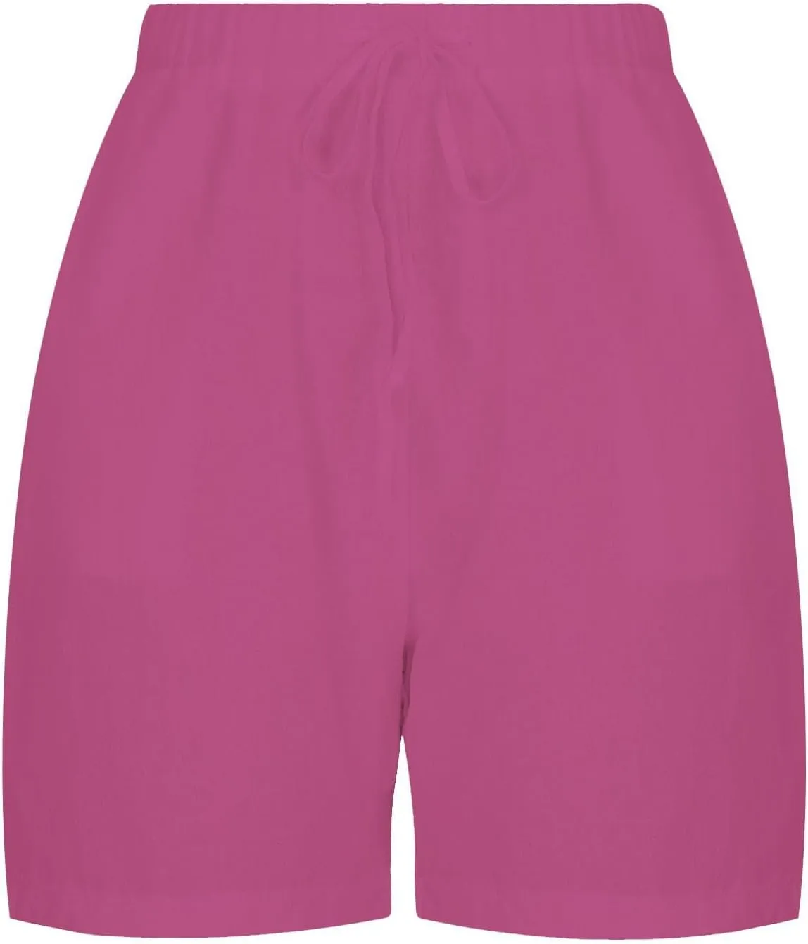 Women's Linen Summer Shorts Knee Length Casual Bermuda Shorts Wide Leg High Waist Drawstring Short Pants with Pocket